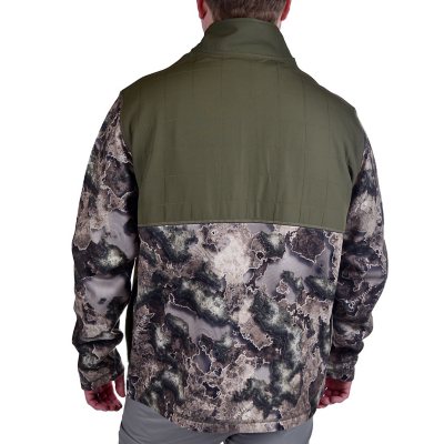 Men's Charcoal Grey Camo Print Outdoors Zip-Through Borg Fleece