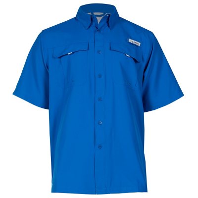 Habit Men's Short Sleeve Button Down Vented Fishing Shirt Blue Large