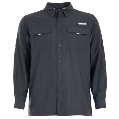 Habit Men's UPF 40+ UV Protection Long-Sleeve Fishing Shirt (Small-Green/Gray)