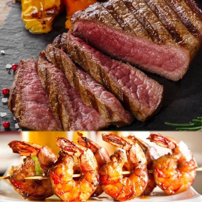 Angus Flat Iron Steak and Succulent Shrimp