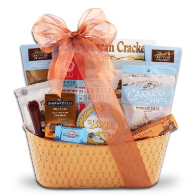 light blue gift basket