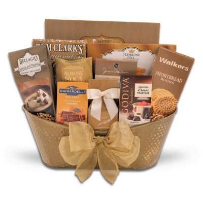 Golden Extravagant Gift Basket with Custom Printed Ribbon - Sam's Club