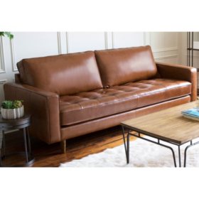 Benjamin Mid Century Top Grain Leather Sofa Sam S Club