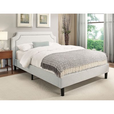 Allegro Upholstered Queen Platform Bed Frame, Cream - Sam's Club