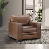 Emery Top-Grain Leather Chair, Brown