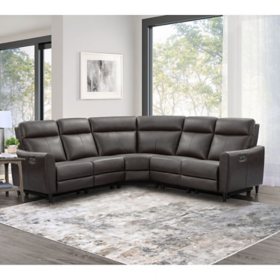 Becker Power Reclining Leather Sectional, Assorted Colors