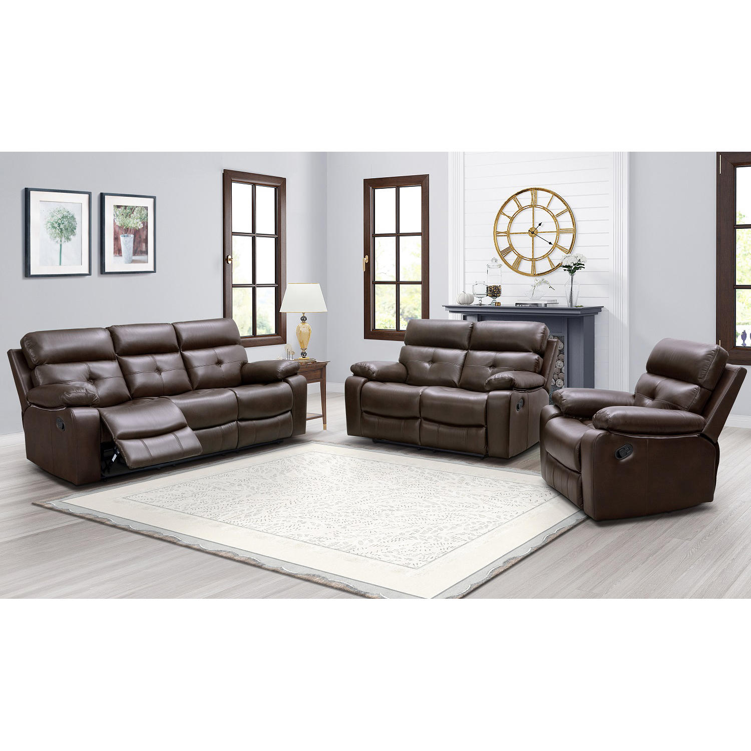 Augusta 3-Piece Reclining Sofa, Loveseat and Chair Set