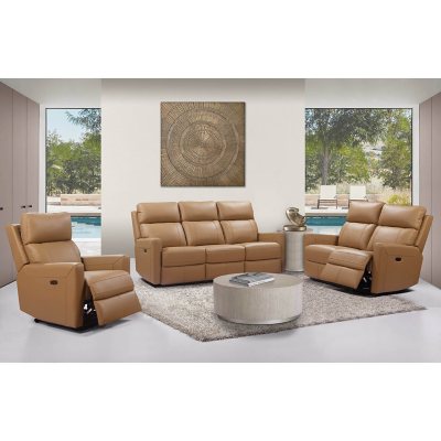 Enzo 3Piece TopGrain Leather Sofa Set with Power Reclining and Power
