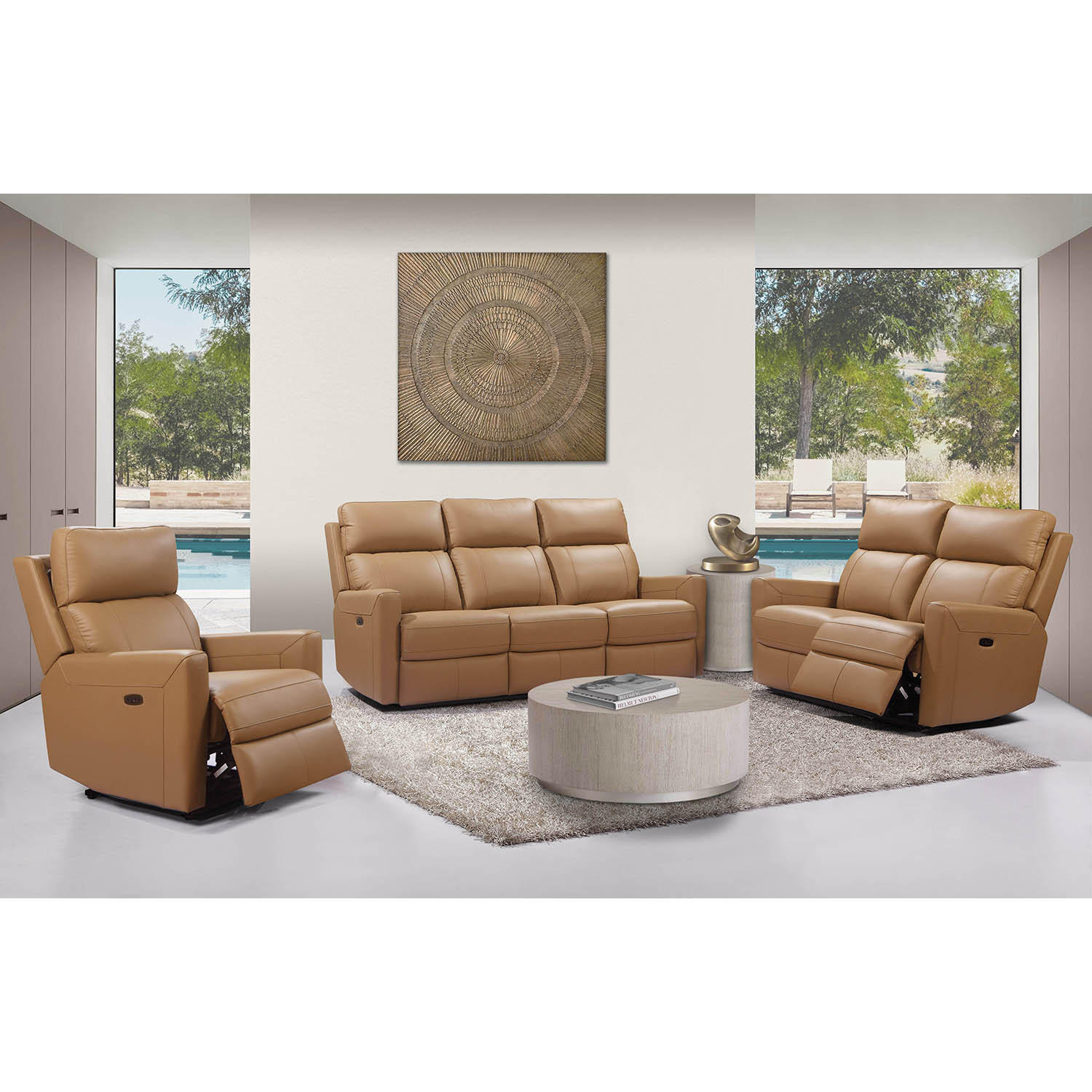 Enzo 3-Piece Top-Grain Leather Sofa Set with Power Reclining and Power Headrests