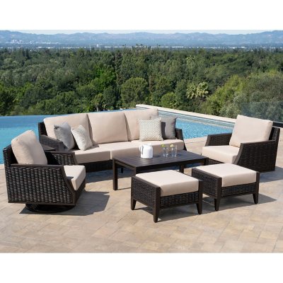 Outdoor sofa discount with swivel chairs