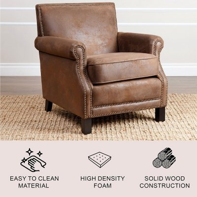 Leather chair discount with nailhead trim