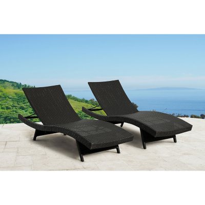 Abbyson Living Loyola Outdoor Adjustable Wicker Chaise, Set of 2