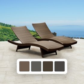 Loyola Outdoor Adjustable Wicker Chaise, Set of 2 (Assorted Colors)