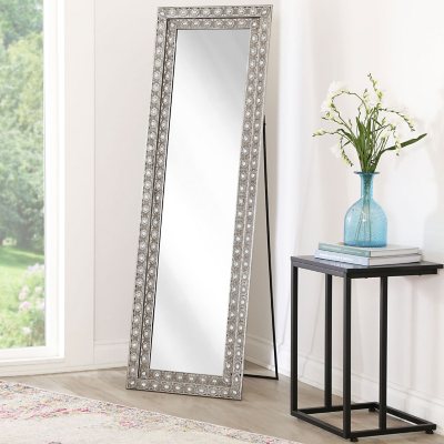 Abbyson Living Melanie Floor Mirror With Stand And Rhinestone Accent