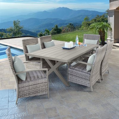 Abbyson Rowan 7-Piece Patio Dining Set with Sunbrella Fabric