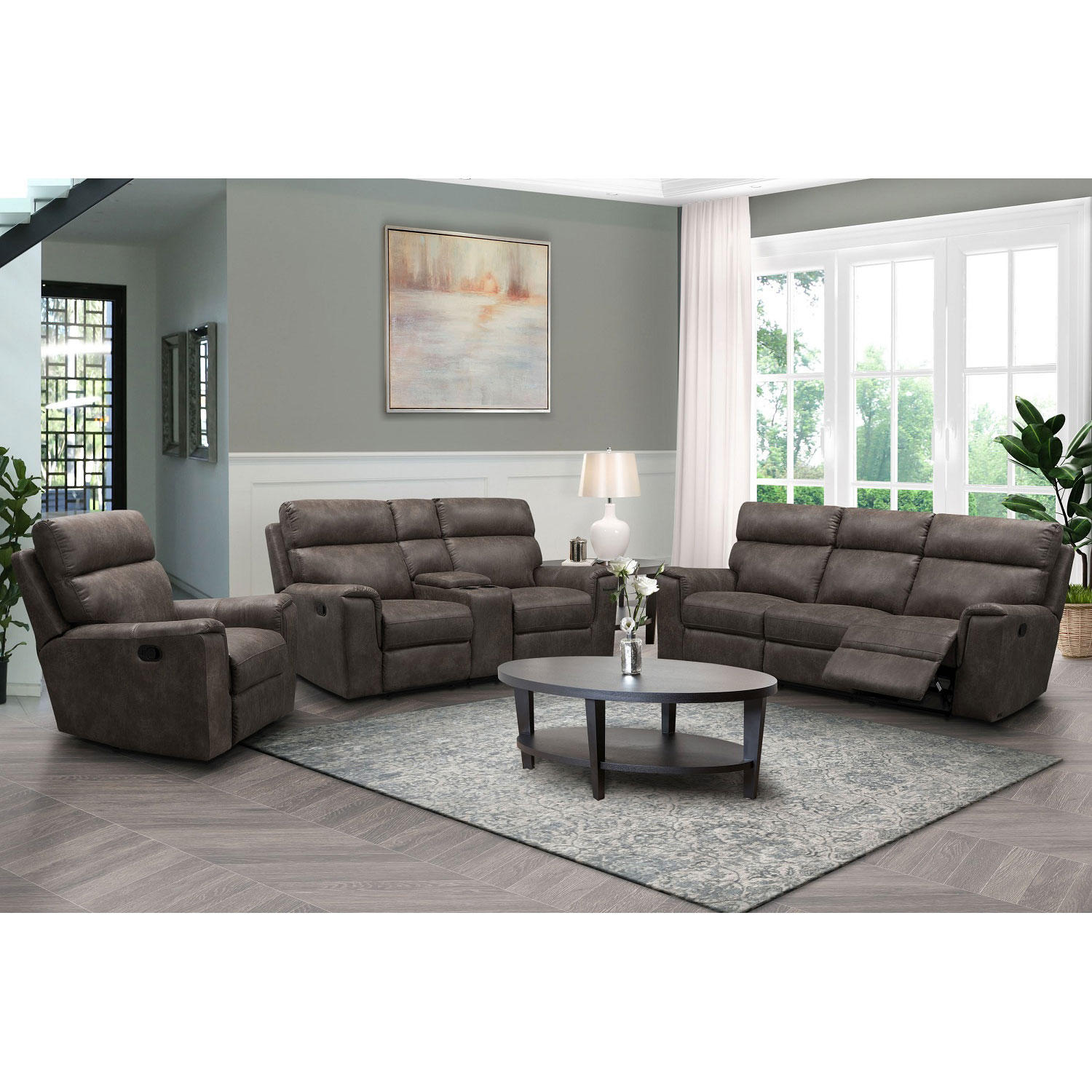 Denver Fabric 3-Piece Reclining Sofa Set