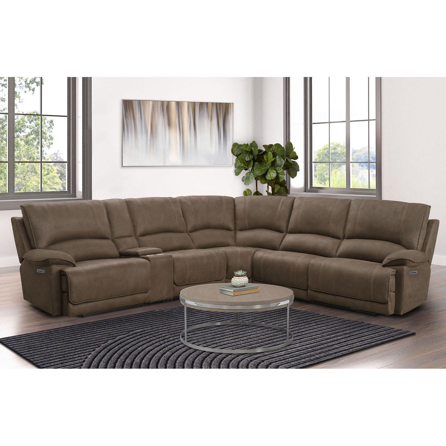Abbyson Living Brooks 6-Piece Power Reclining Fabric Sectional Sofa