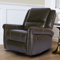 Andre Leather Swivel Glider Recliner, Brown