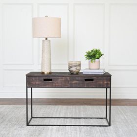  Torval 44” Wood Sofa Table with Storage, Dark Brown
