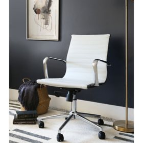 Sebastian Medium Adjustable Back Office Chair, White