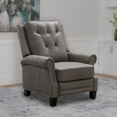 Charlie Top Grain Leather Pushback Recliner Grey Sam s Club