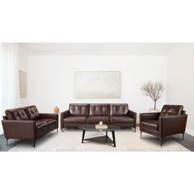 Abbyson Living Torrington 3-Piece Top-Grain Leather Sofa Set