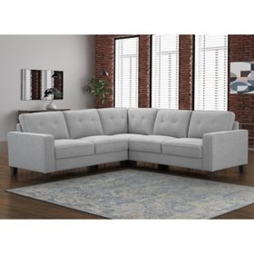  Edgewater Stain-Resistant Fabric Sectional, Light Gray