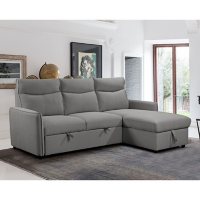 Aria Stain-Resistant Fabric Reversible Storage Sectional with Pullout Bed