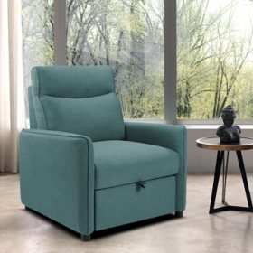 Aria Stain-Resistant Fabric Chair with Pullout Ottoman, Assorted Colors