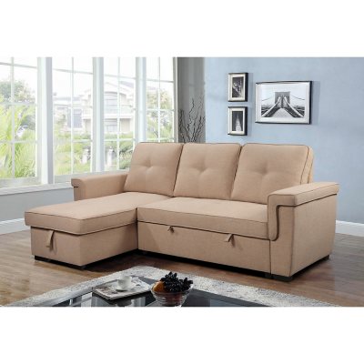 Abbyson Living James Fabric Reversible Storage Sectional Sofa with Pullout Bed