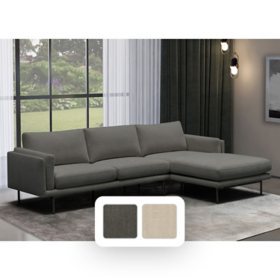 Avila Stain-Resistant Fabric Sectional, Charcoal