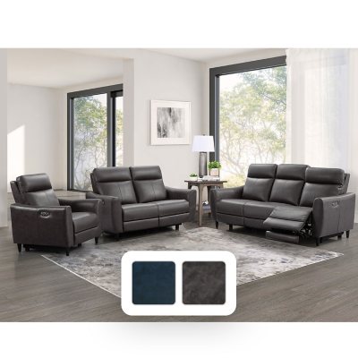 Henderson 3-piece Leather Power Reclining Set with Power Headrests and  Lumbar