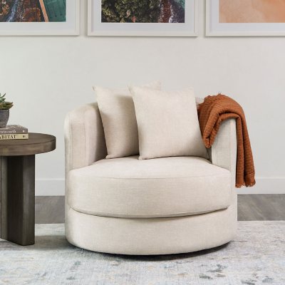 Abbyson Living Elliot Oversized Moon Swivel Chair