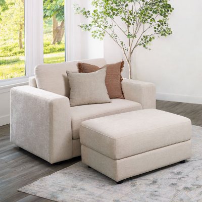 Abbyson Living Elliot Stain-Resistant Oversized Armchair and Ottoman