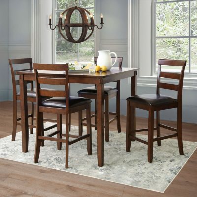 Sycamore Counter-Height Wood 5-Piece Dining Set, Brown (incomplete only one chair)