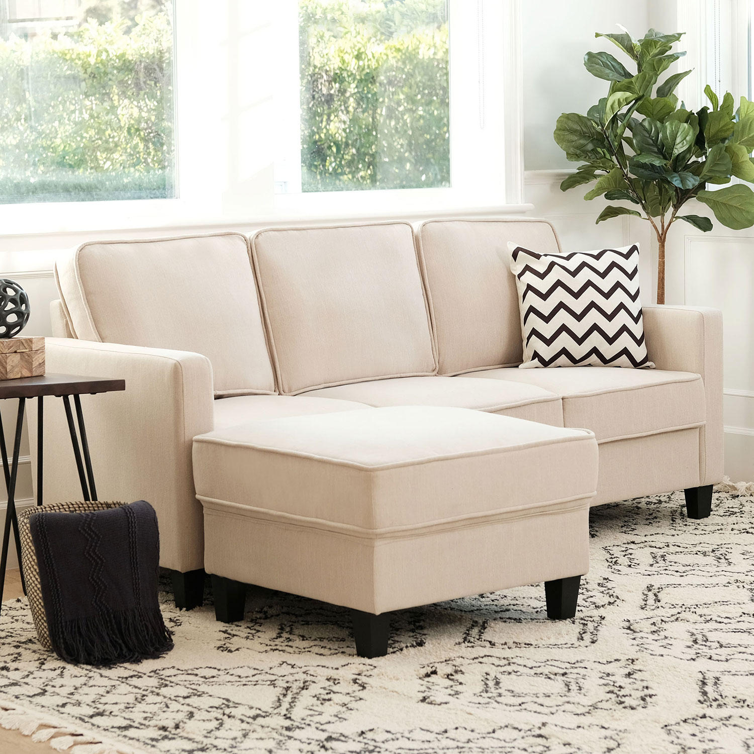 Princeton Fabric Sofa and Ottoman Set