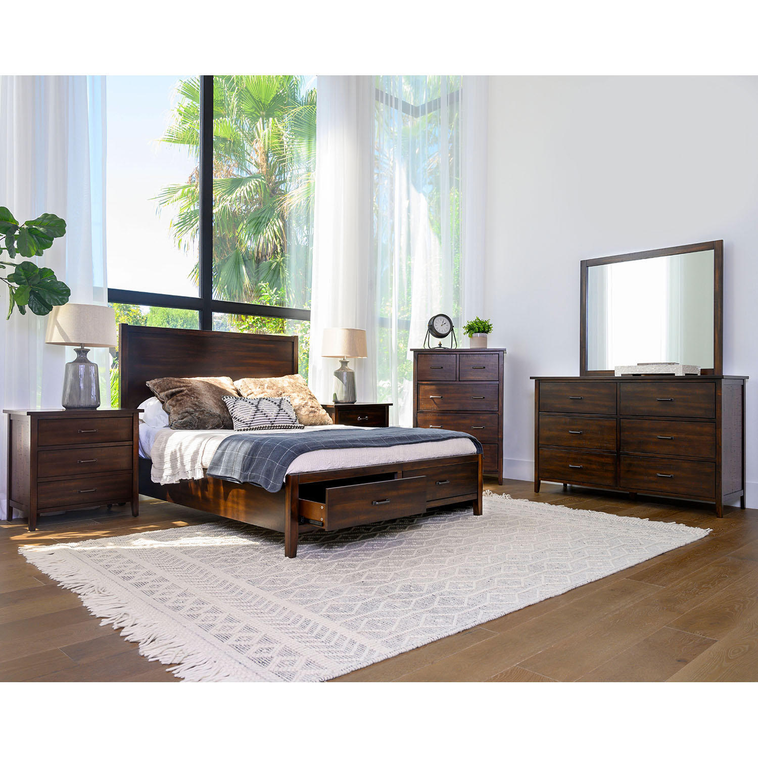 Melville Distressed Wood 6 Piece Bedroom Set