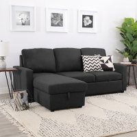 Lincoln Fabric Reversible Storage Sectional with Pullout Bed