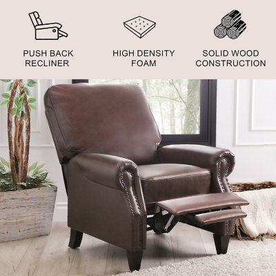 Braxton Bonded Leather Pushback Recliner Assorted Colors Sam s Club