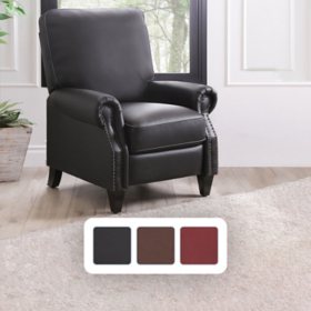 Braxton Bonded Leather Pushback Recliner, Assorted Colors
