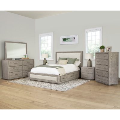 Abbyson Living Georgette 6 Piece Upholstered Wood Bedroom Set