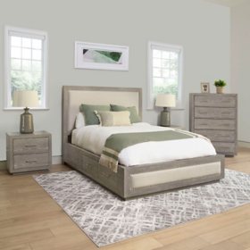 Georgette Upholstered Wood Bedroom Set, Assorted Sizes and Piece Sets