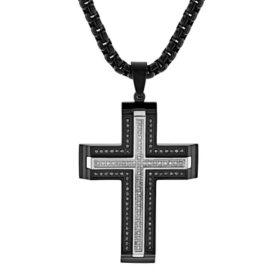 0.46 CT. T.W. Black and White Diamond Cross Pendant