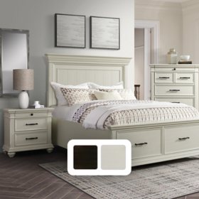 Brooks 3-Drawer Poplar Wood Nightstand With USB Ports, Choose Color