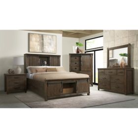 Society Den Jack Platform Storage Bed in Walnut, Assorted Sizes