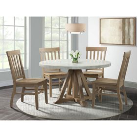 Liam Round 5-Piece Dining Set with Table and Four Chairs
