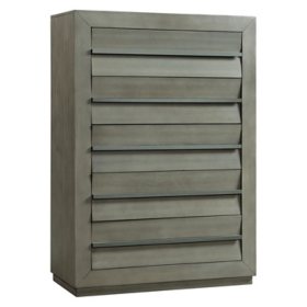 Cosmo 5-Drawer Acacia And Manufactured Wood Chest, Grey