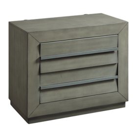 Cosmo 2-Drawer Acacia And Manufactured Wood Nightstand with USB, Grey