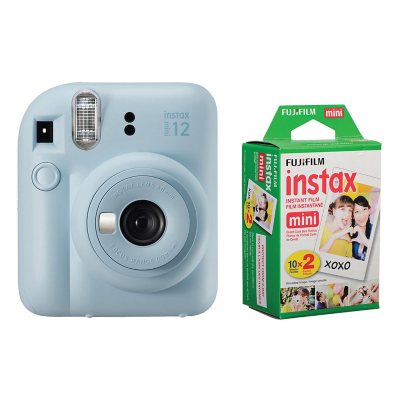 Fujifilm instax Mini 12 Speed Camera with 20 Shots Movie Pack - Pastel Blue