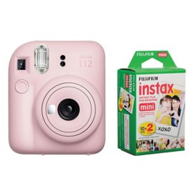 FUJIFILM Instax Mini 12 Instant Film Camera & Instax Mini Film Twin Pack, Blossom Pink